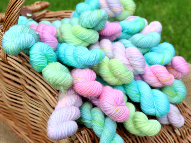 Sommer-Mini-Set, handgefärbte Wolle, Mini-Set mit 5x20g sommerfrischen Farben